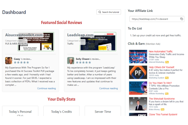 LeadsLeap free traffic system for beginners building online business traffic